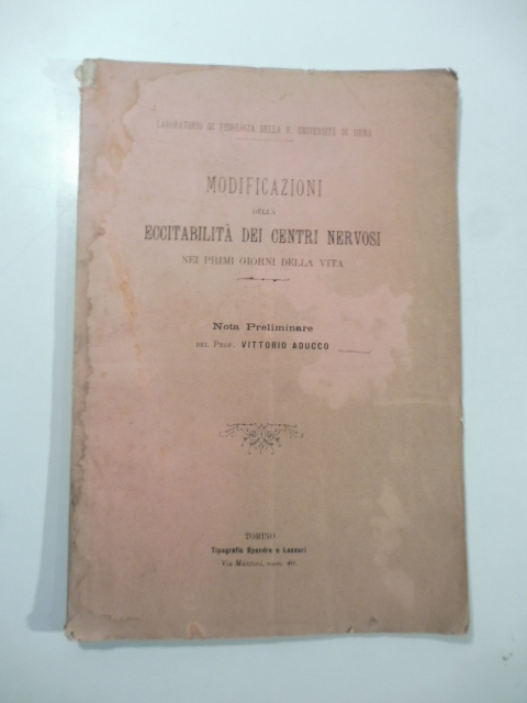 Modificazioni della eccitabilità dei centri nervosi nei primi giorni della vita